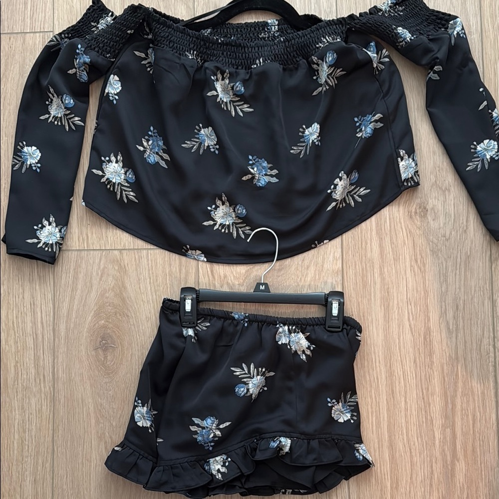 Floral Off-Shoulder Top and Skirt Set